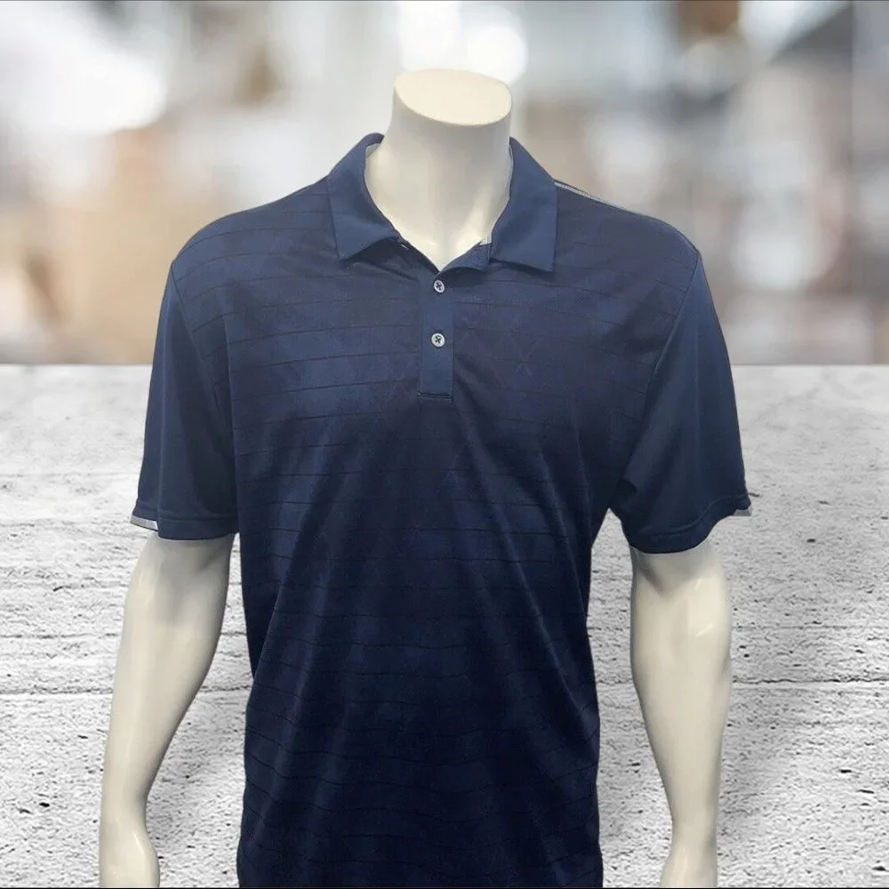 Adidas Climachill Blue Splash Short Sleeve Polyester Golf Polo Shirt XL EUC